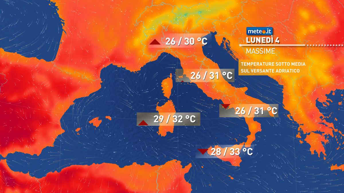 Meteo, settimana al via con qualche pioggia: le zone a rischio lunedì 4 agosto