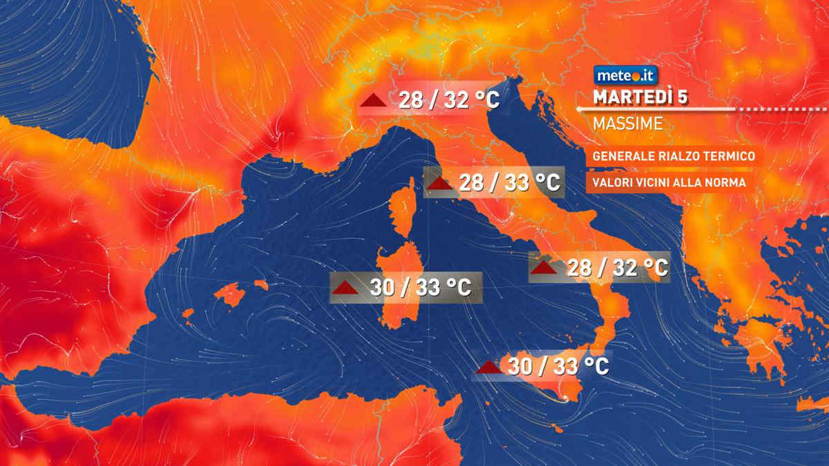 Meteo, torna l'alta pressione: tempo più stabile e caldo in aumento da martedì 5 agosto