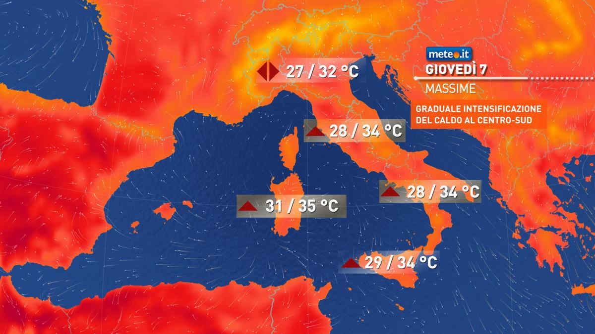Torna l'anticiclone: tanto sole e caldo africano. Le previsioni meteo da giovedì 7 agosto