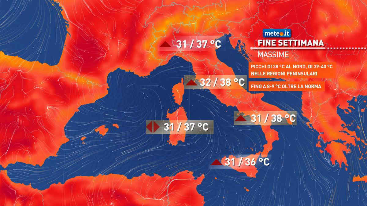 Meteo weekend: caldo intenso in tutta Italia, con afa e picchi verso i 40 gradi