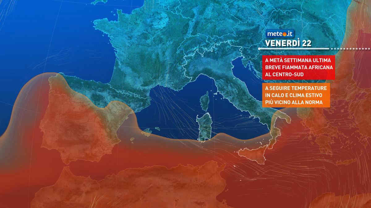 Meteo: da venerdì 22 si placa il maltempo con clima più fresco anche al Sud! La tendenza