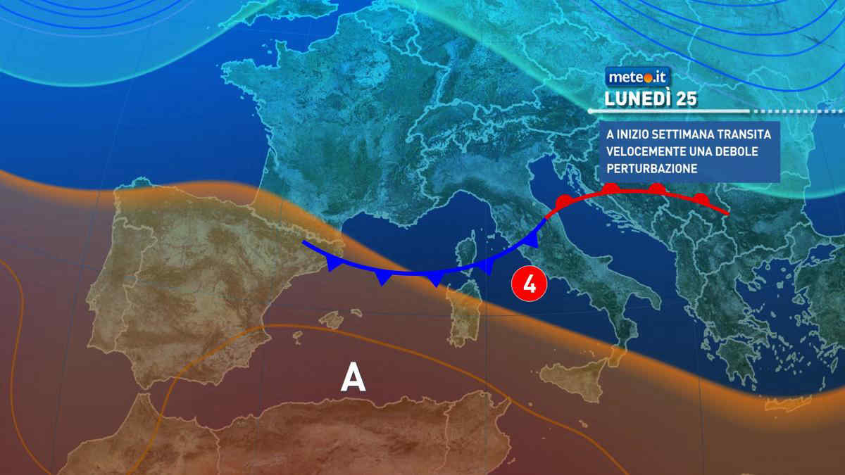 Meteo, 25 agosto con poche piogge poi forte fase di maltempo