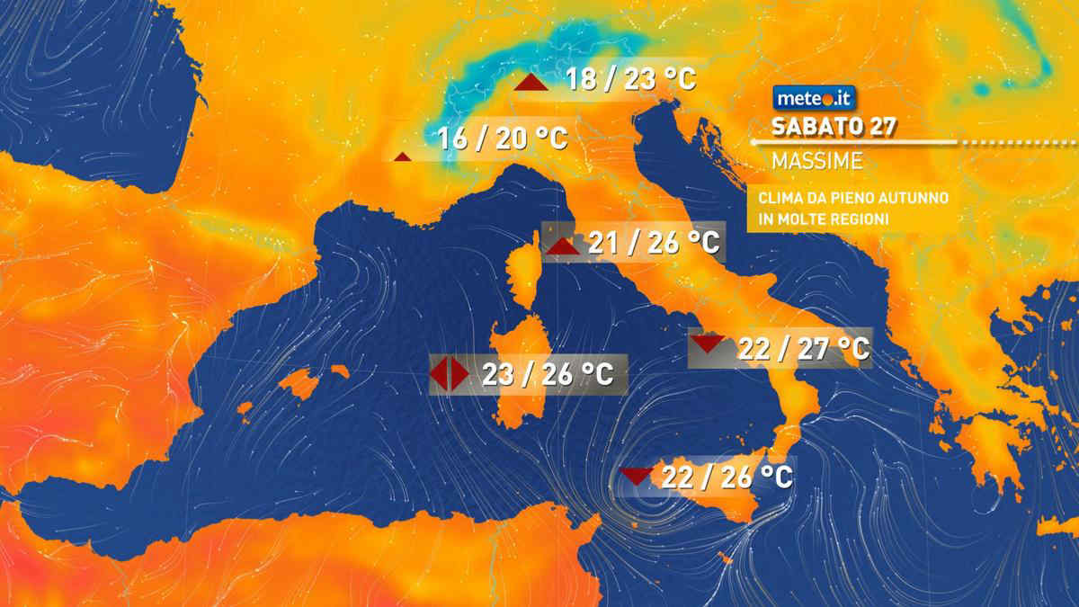Meteo, weekend fresco e instabile: le zone a rischio pioggia da sabato 27 settembre