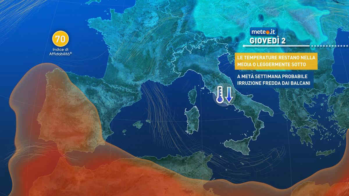 Meteo: breve tregua a inizio settimana, poi tornano maltempo e aria fredda. La tendenza da lunedì 29
