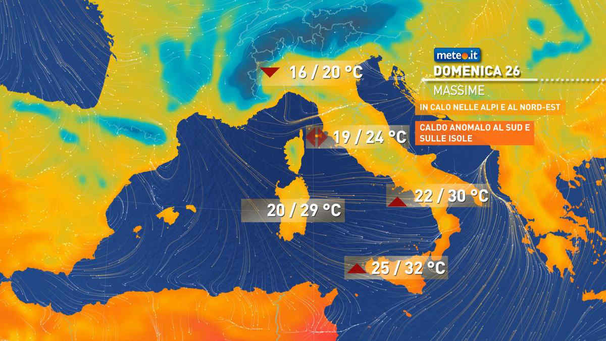 Meteo: domenica 26 caldo anomalo al Sud e sulle Isole! Tempo instabile