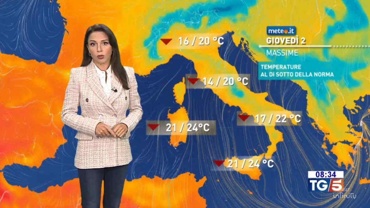 Giovedì 2 ottobre con piogge, vento forte e freddo fuori stagione. Le previsioni meteo