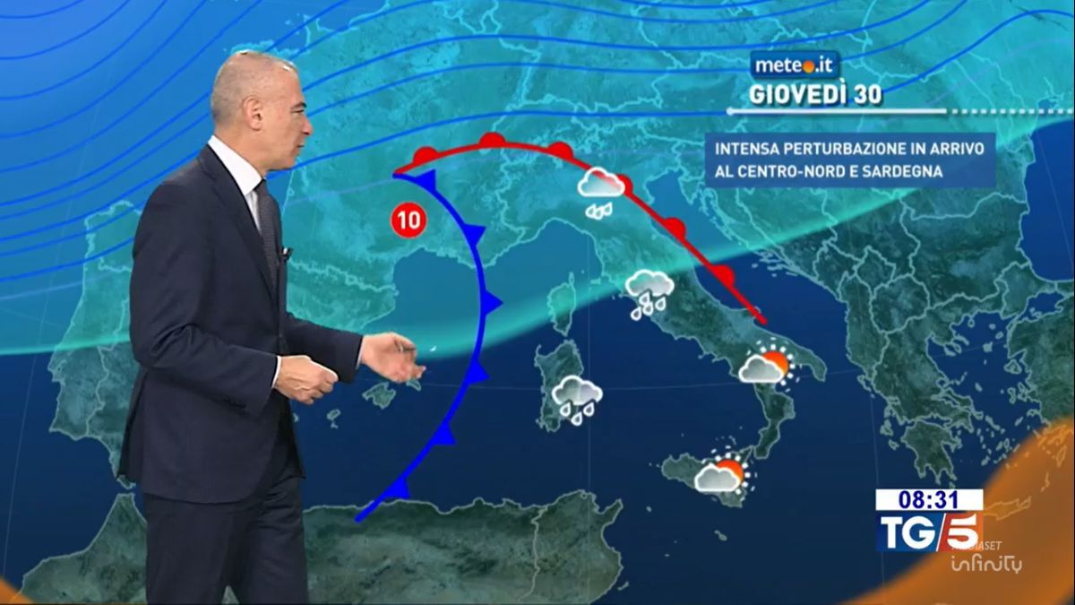 Meteo: oggi (29 ottobre) qualche pioggia prima di una fase di intenso maltempo