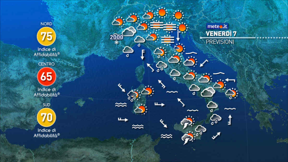 Meteo 7 novembre: torna il maltempo! Attenzione: rischio di temporali intensi