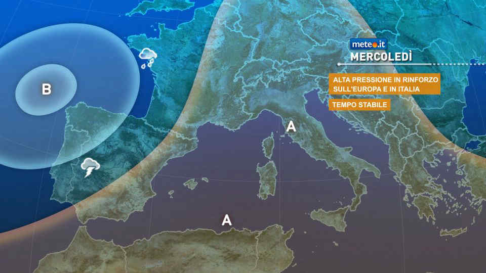 Meteo, super-anticiclone in rinforzo: fase stabile e molto mite