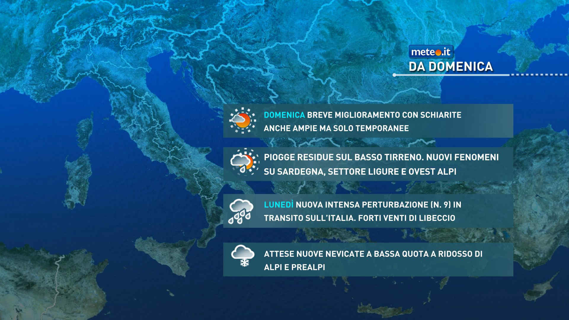 Meteo: nuova settimana con maltempo e piogge abbondanti. La tendenza