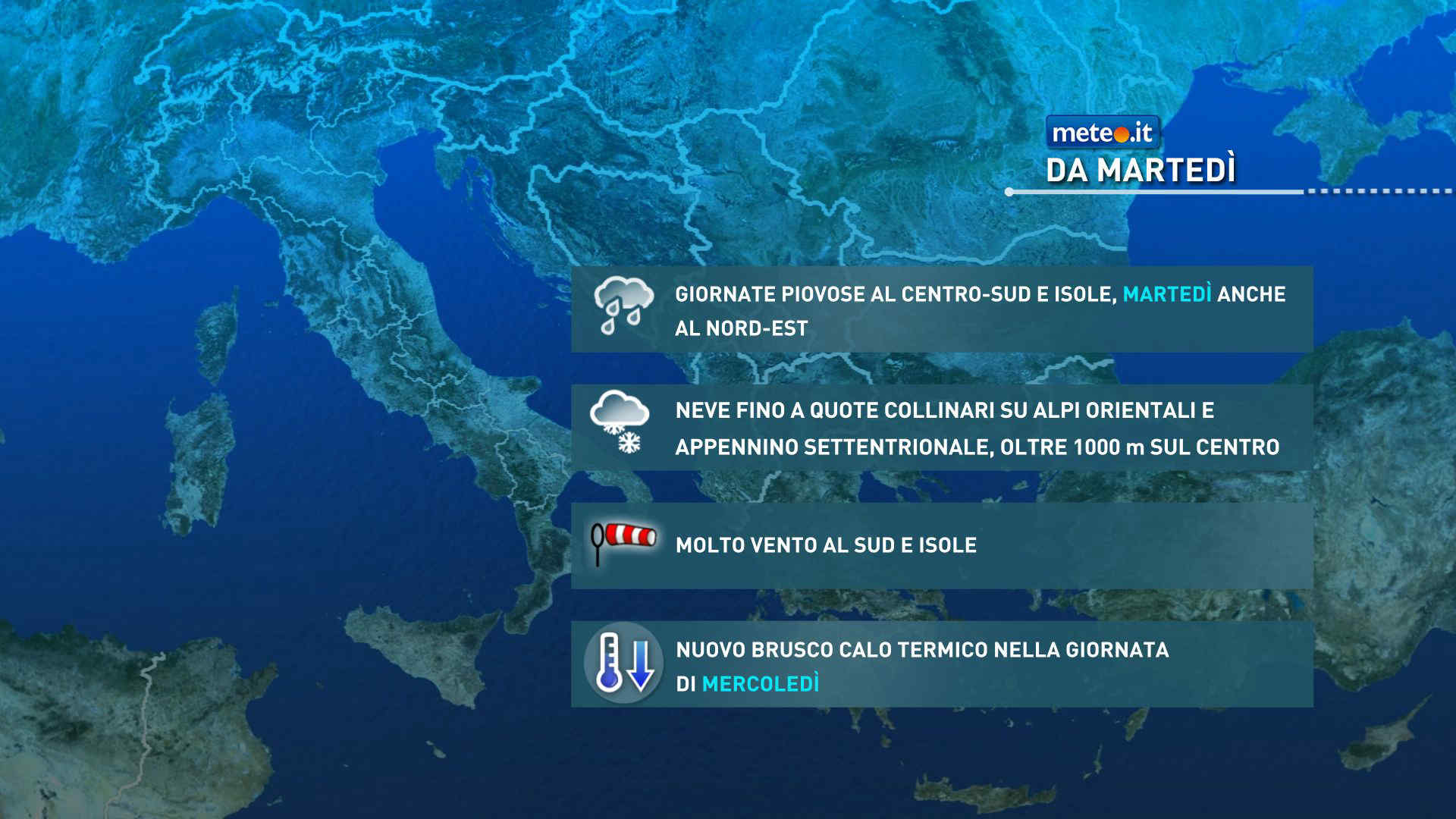 Meteo, da metà settimana nuova fase instabile con neve e aria fredda