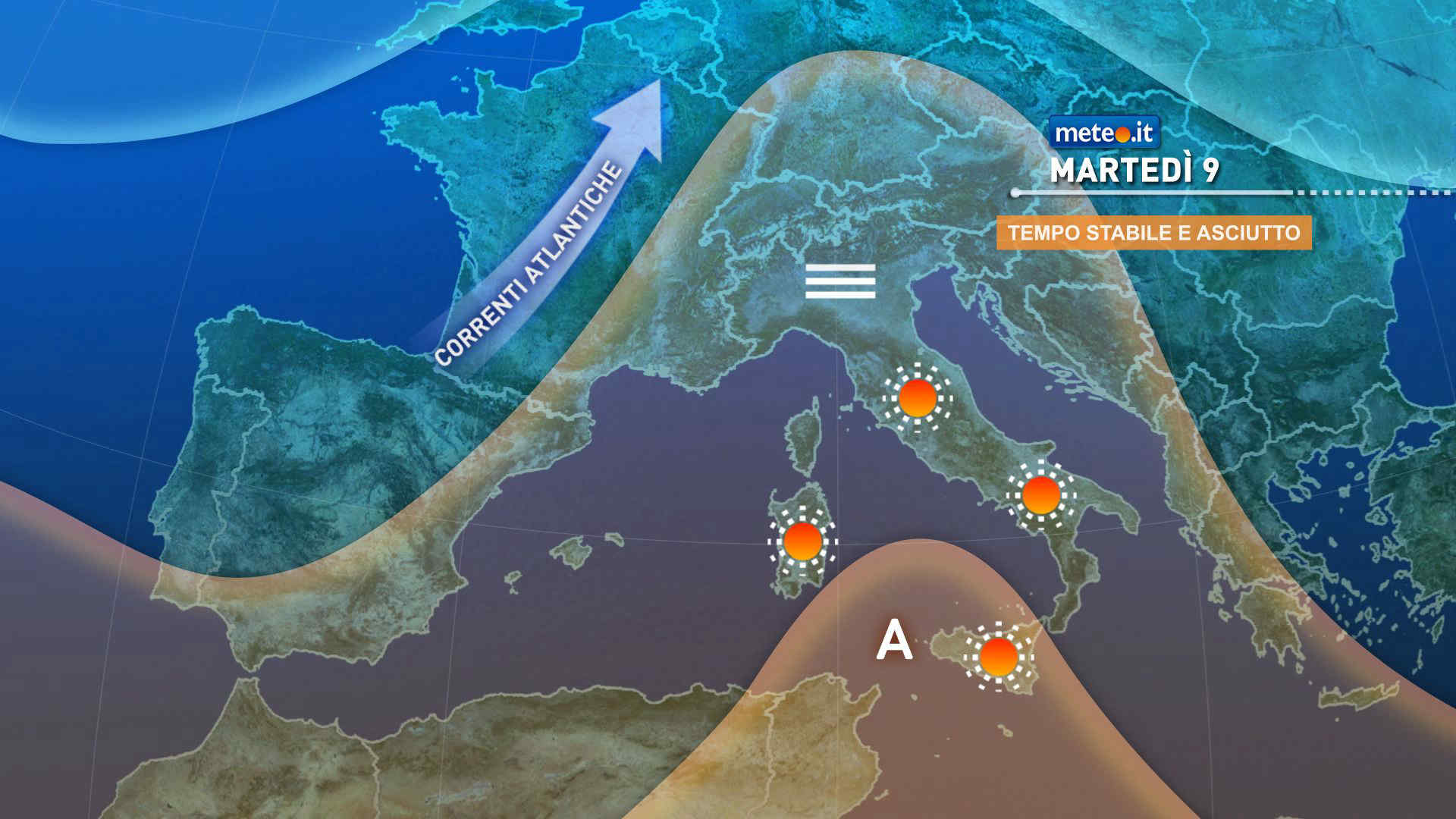 Meteo, alta pressione protagonista. Tempo stabile e clima mite