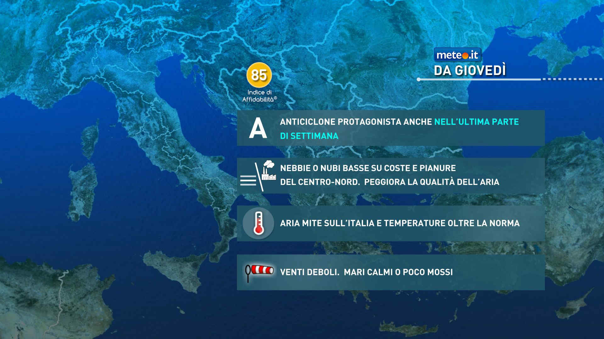 Meteo, alta pressione protagonista anche nell'ultima parte della settimana