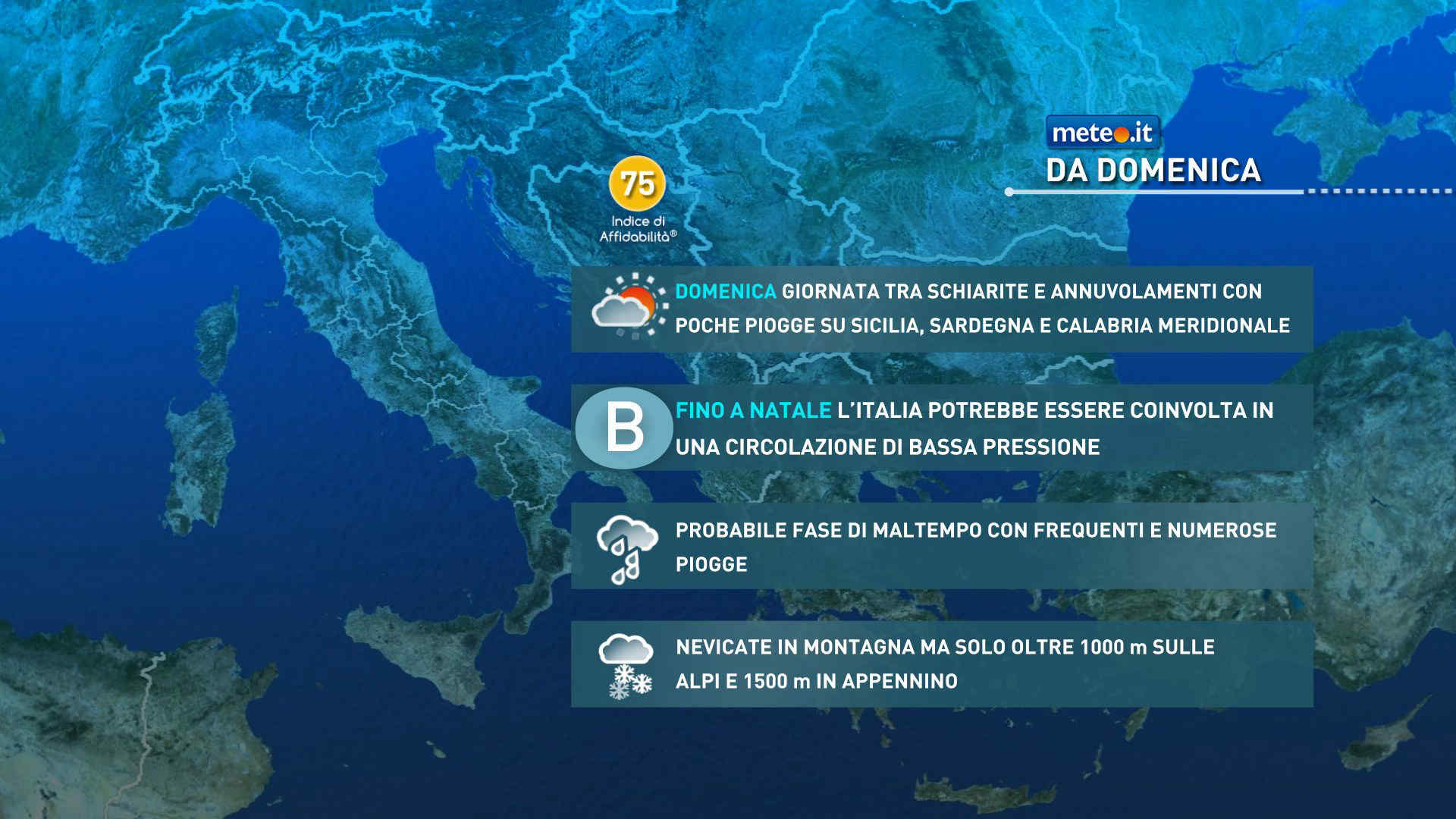 Meteo: settimana di Natale al via tra piogge, maltempo e nevicate. La tendenza