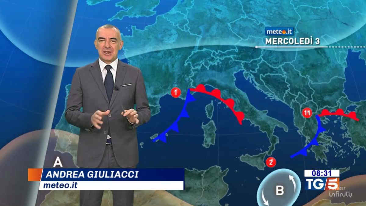 Meteo, mercoledì 3 dicembre con piogge in molte regioni: due perturbazioni in azione sull'Italia