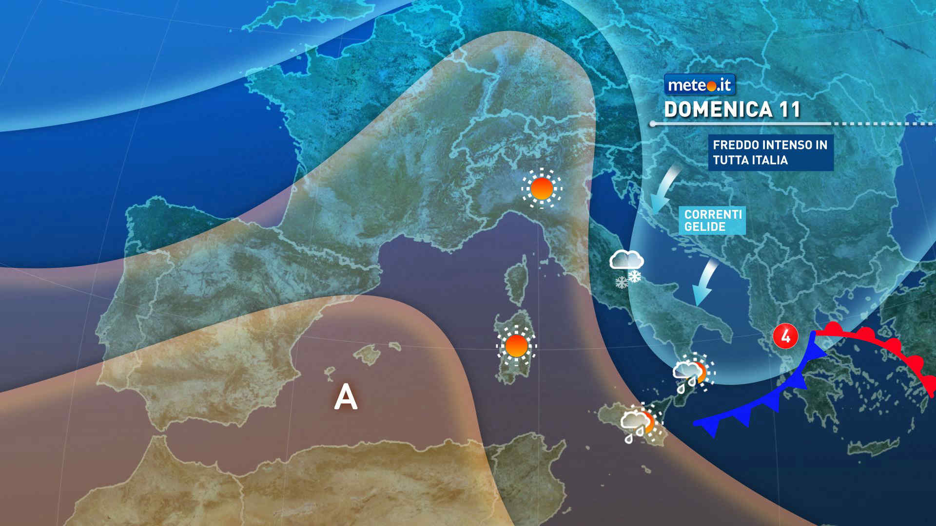 Meteo, domenica 11 gennaio con freddo intenso e neve a bassa quota: la tendenza