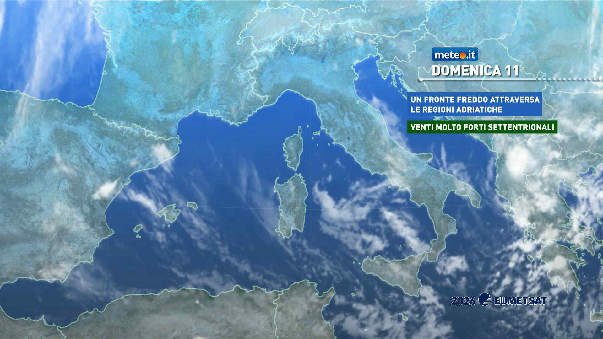 Meteo, domenica 11 gennaio freddo e venti intensi