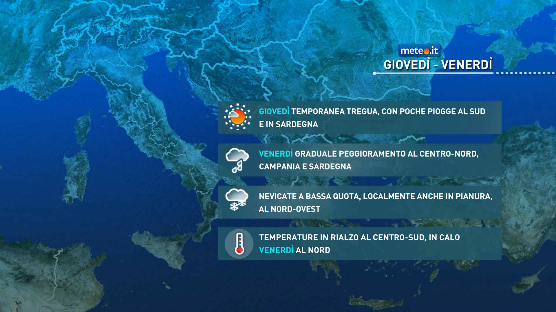 Meteo 22 gennaio: si placa il maltempo al Sud! Da venerdì 23 nuove piogge e nevicate