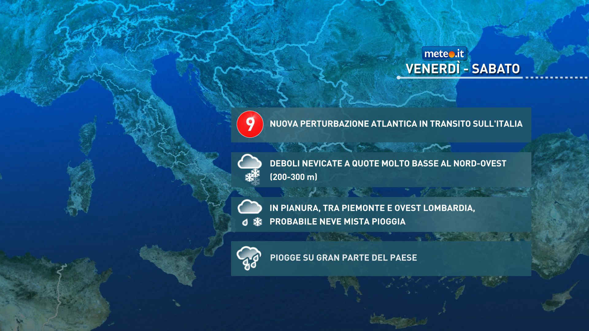 Meteo, dal 23 gennaio nuovo peggioramento: pioggia e neve a quote basse