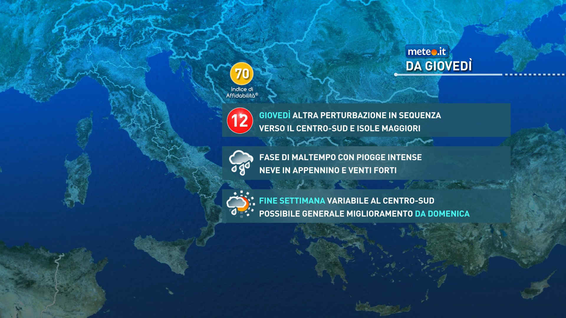 Meteo: giovedì 29 maltempo con forti venti, piogge e neve. La tendenza