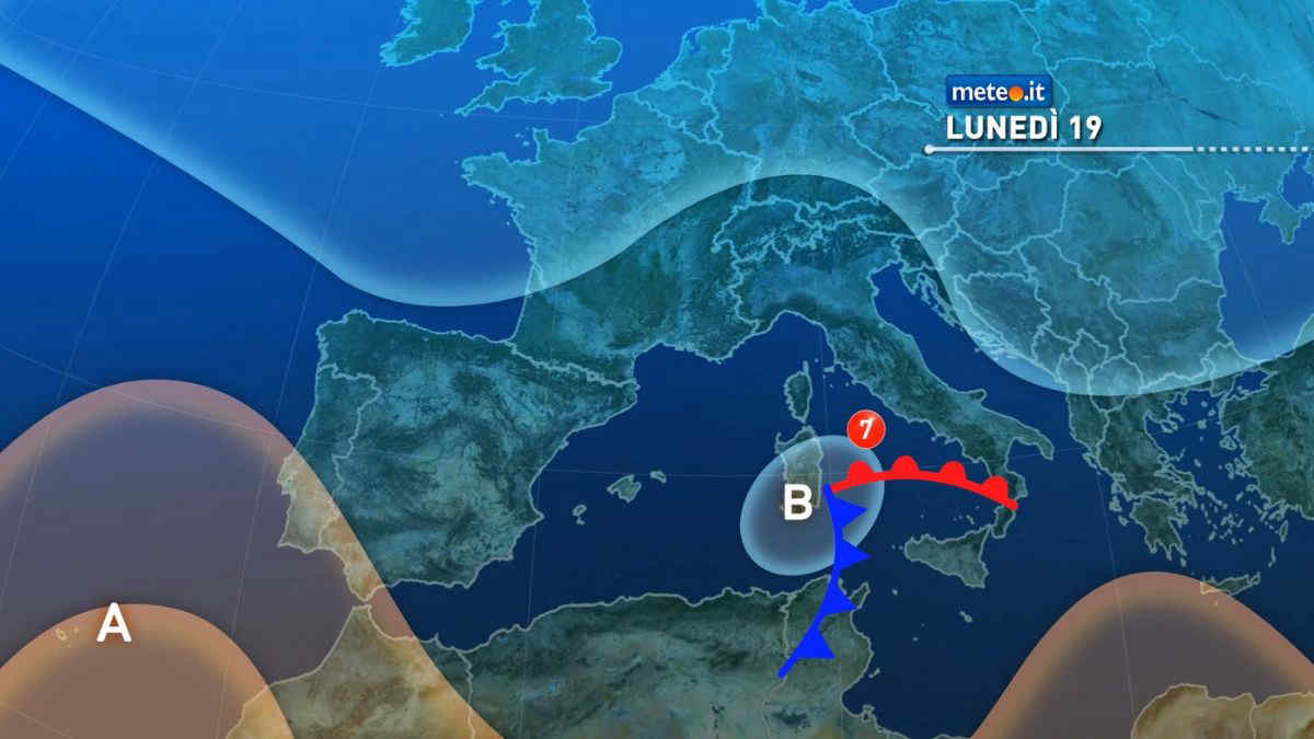 Vortice ciclonico a inizio settimana: maltempo e rischio nubifragi. La tendenza da lunedì 19 gennaio