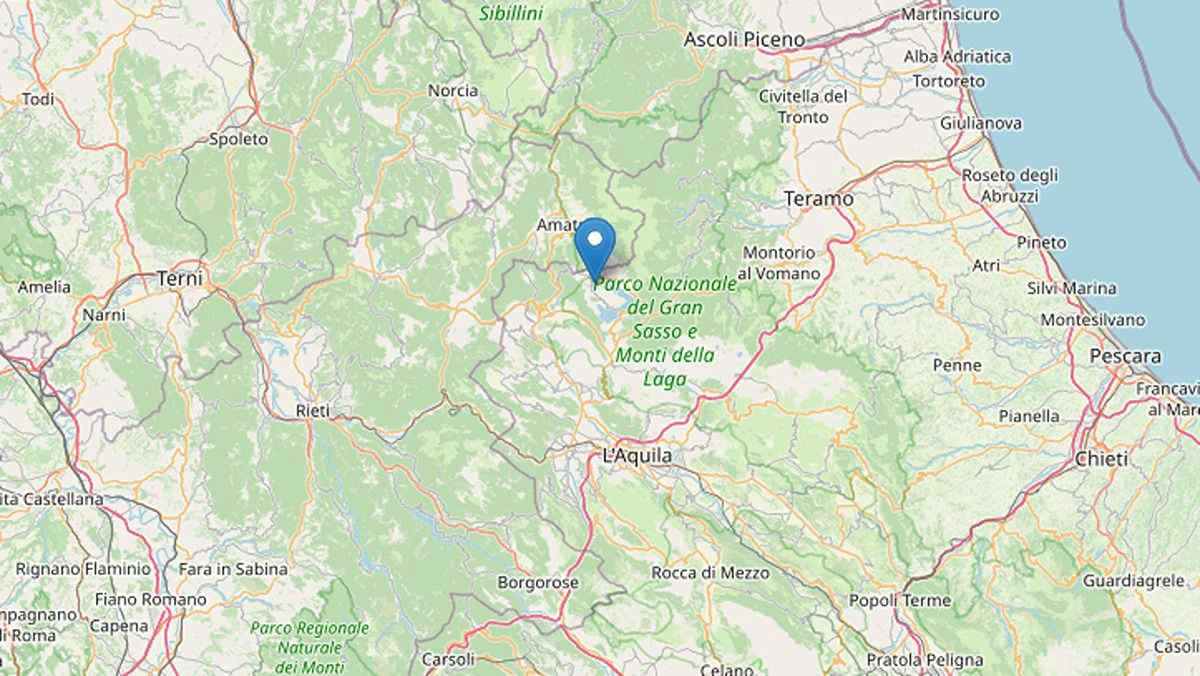 Terremoto di magnitudo 2.9 tra Abruzzo e Lazio: epicentro vicino ad Amatrice