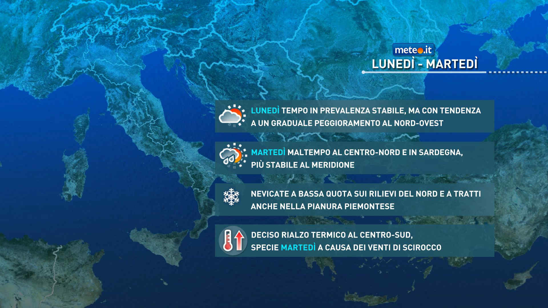 Meteo, oggi lunedì 2 febbraio, peggiora al Nord-Ovest
