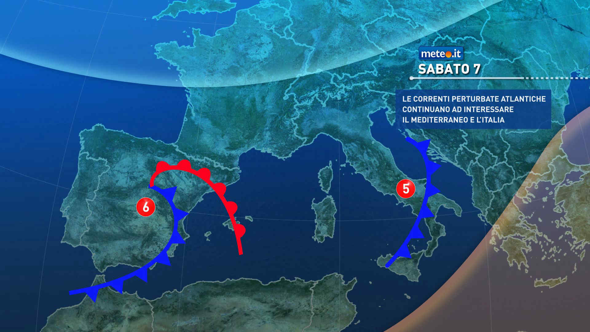 Meteo, oggi sabato 7 febbraio, la perturbazione 5 porterà rovesci e temporali al Centro-Sud