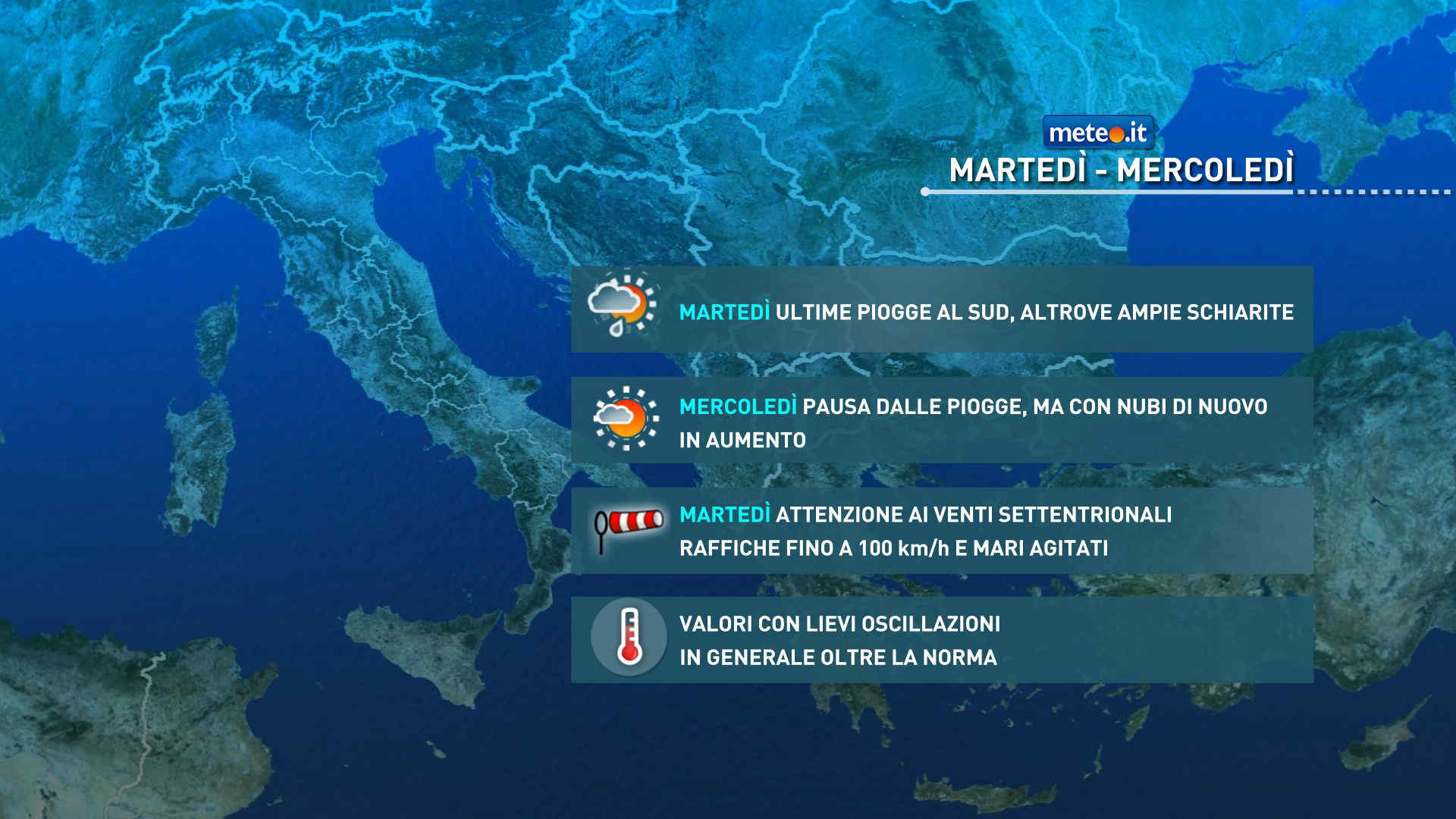 Meteo 17 febbraio: piogge residue e forti raffiche di vento