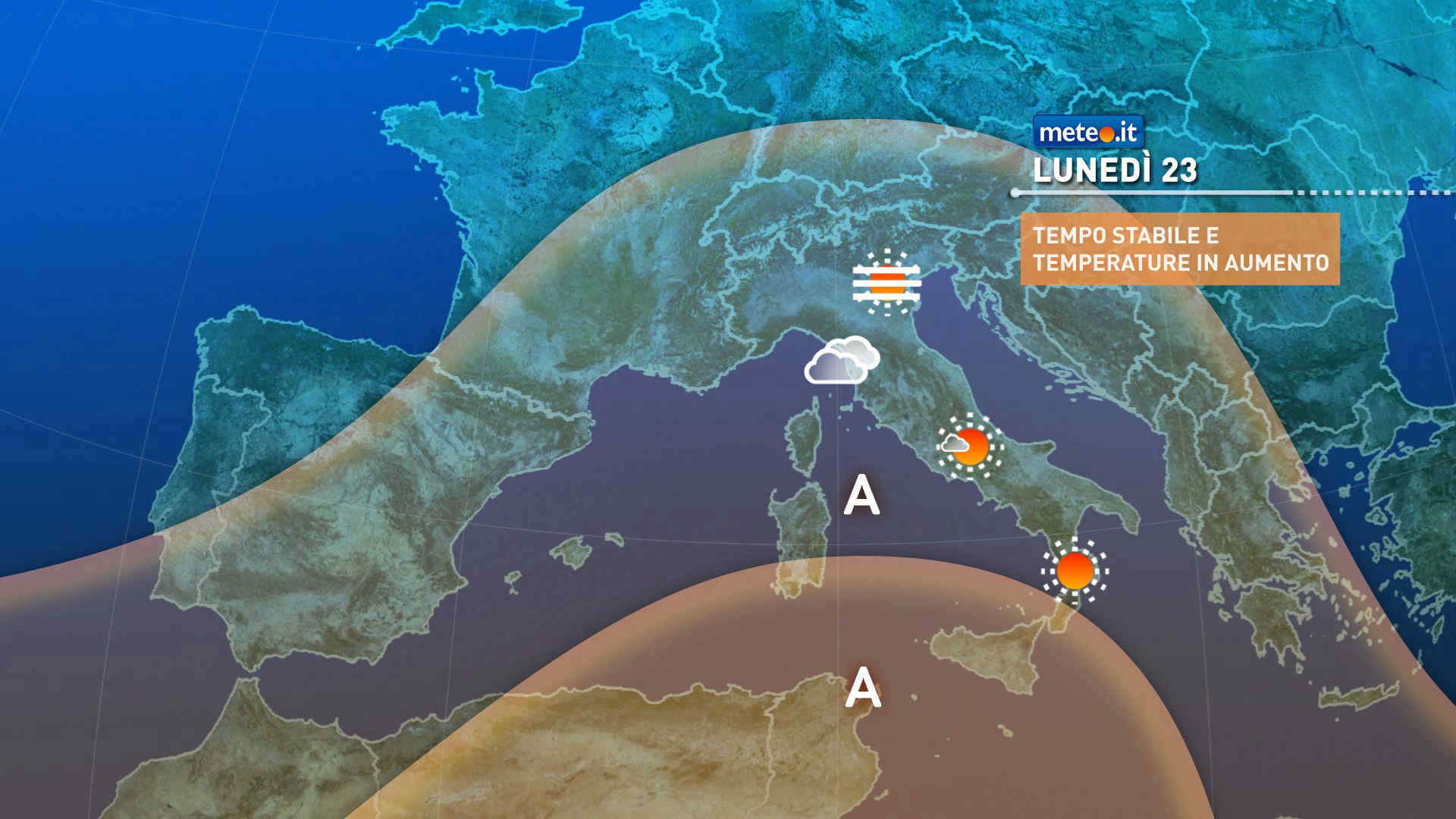 Meteo: Anticiclone delle Azzorre e clima da inizio primavera lunedì 23!