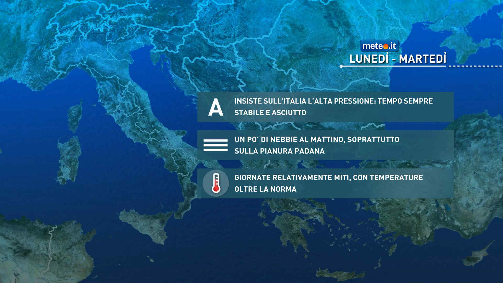 Meteo: fino a giovedì 26 tempo stabile, asciutto e clima primaverile. Occhio alle nebbie