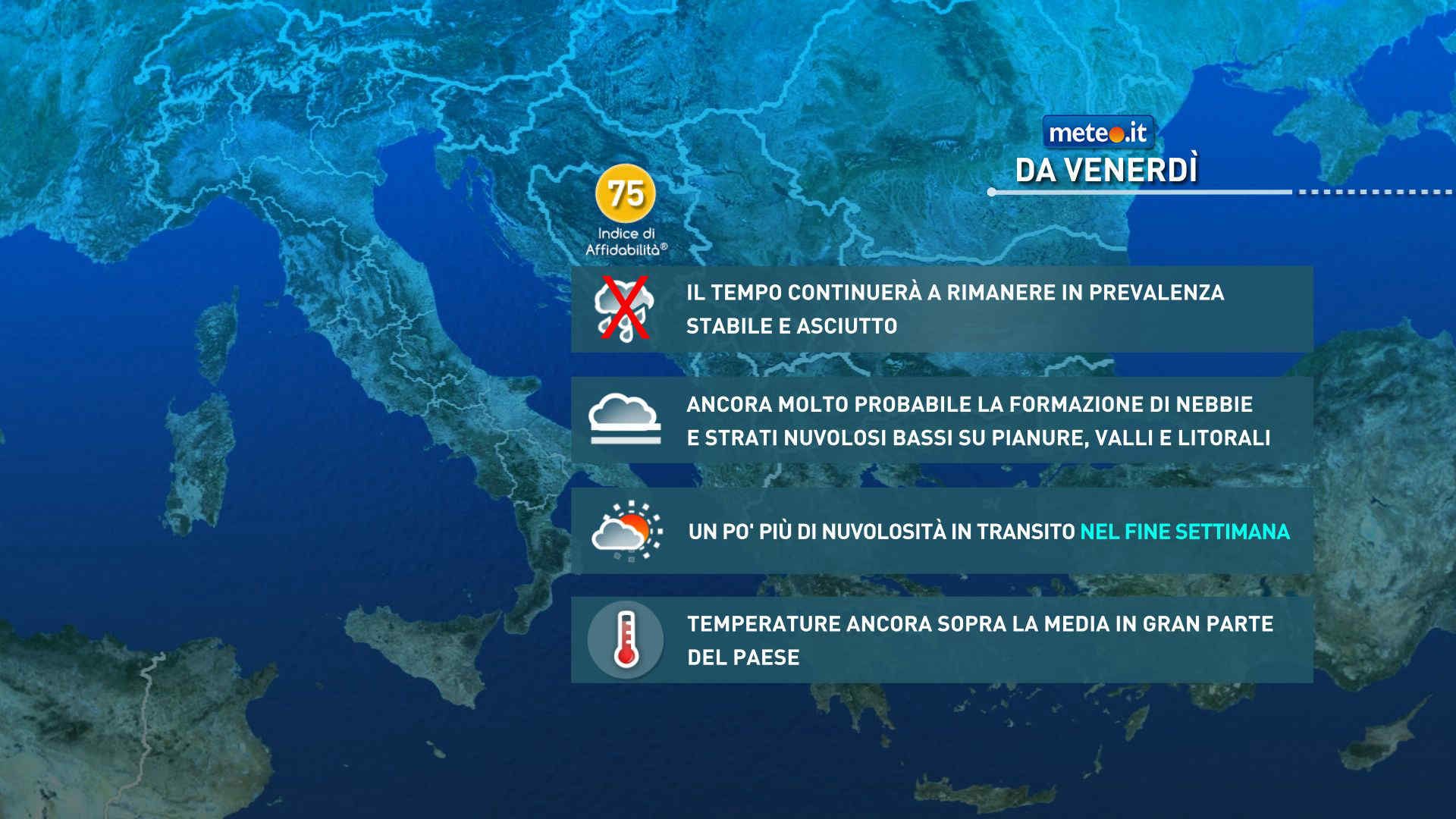 Meteo, fine febbraio-inizio marzo stabile ma più nuvoloso: la tendenza