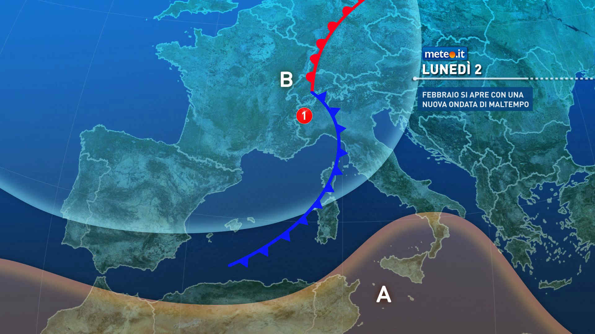 Meteo, lunedì 2 febbraio arriva una nuova perturbazione