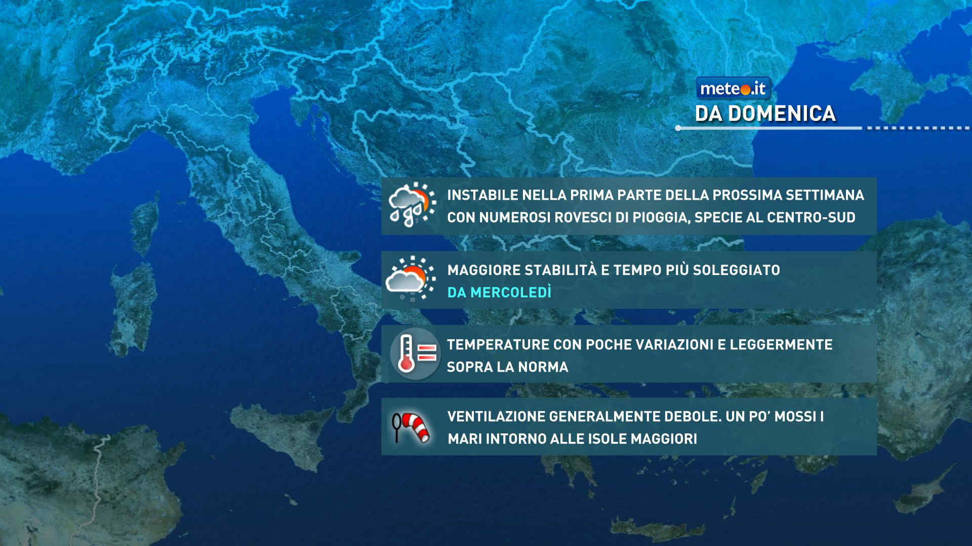 Meteo, tempo instabile all'inizio della prossima settimana