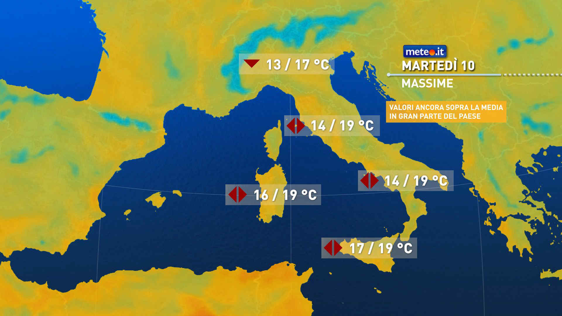 Meteo: martedì 10 debole perturbazione in transito. Le zone colpite