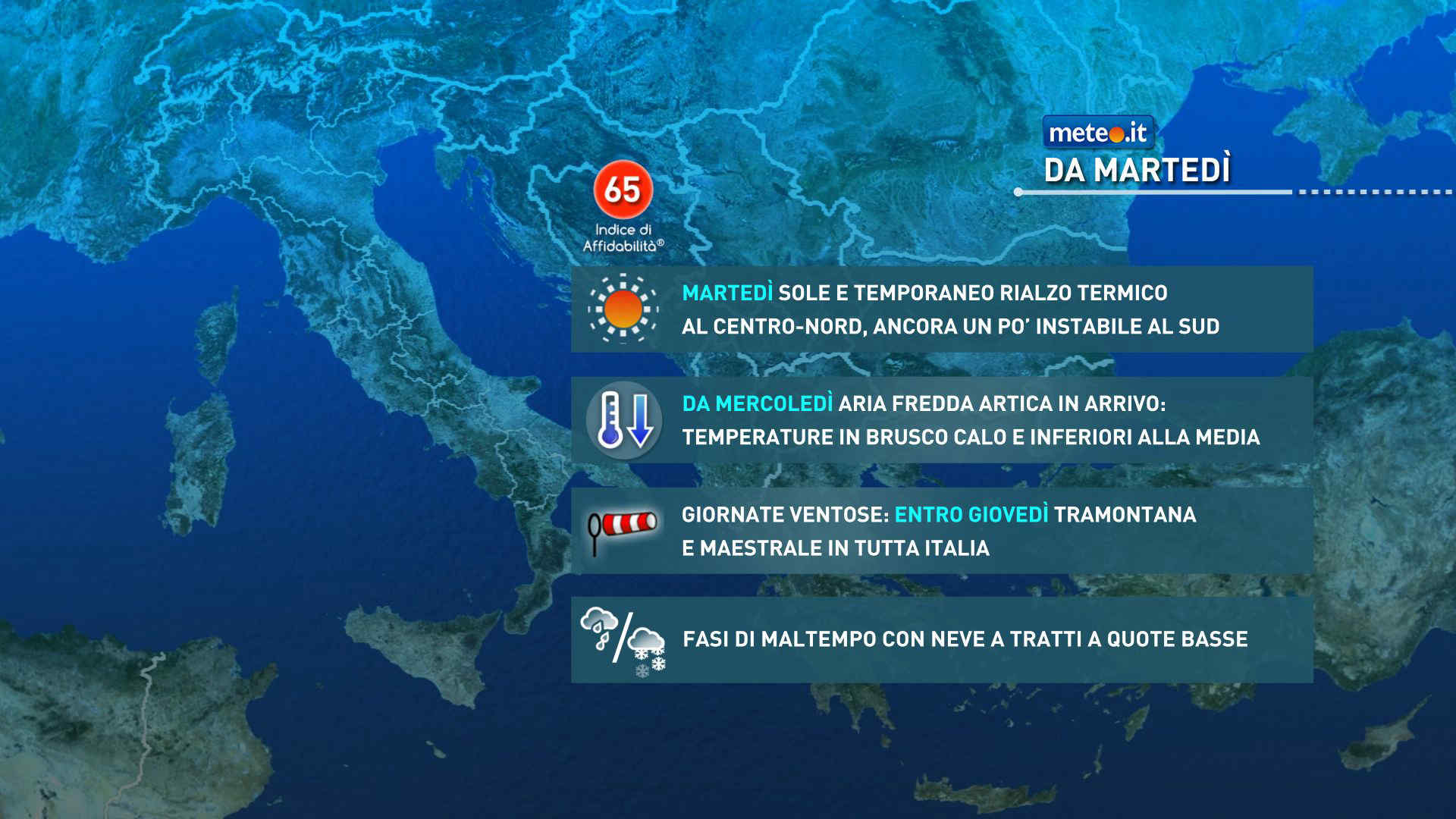 Meteo, da mercoledì 25 marzo colpo di coda dell'inverno