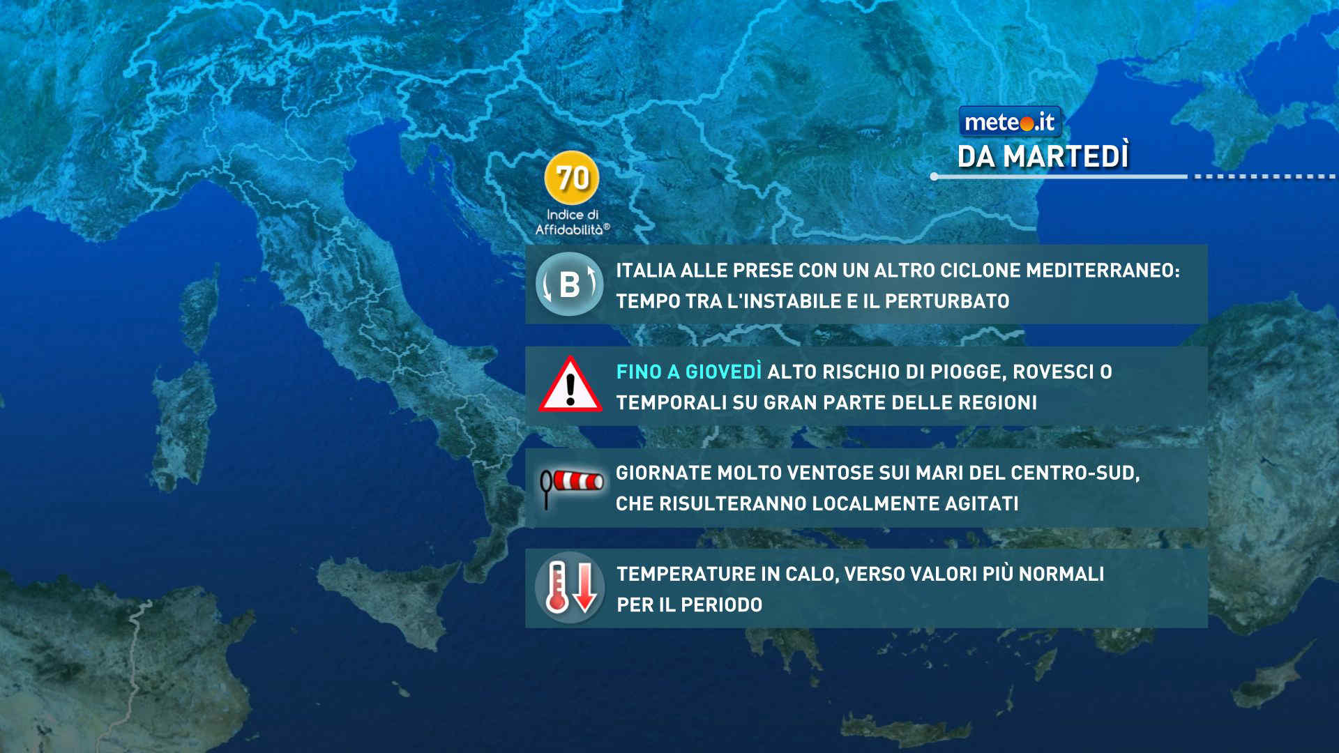 Meteo: piogge e venti in rinforzo a inizio settimana! La tendenza