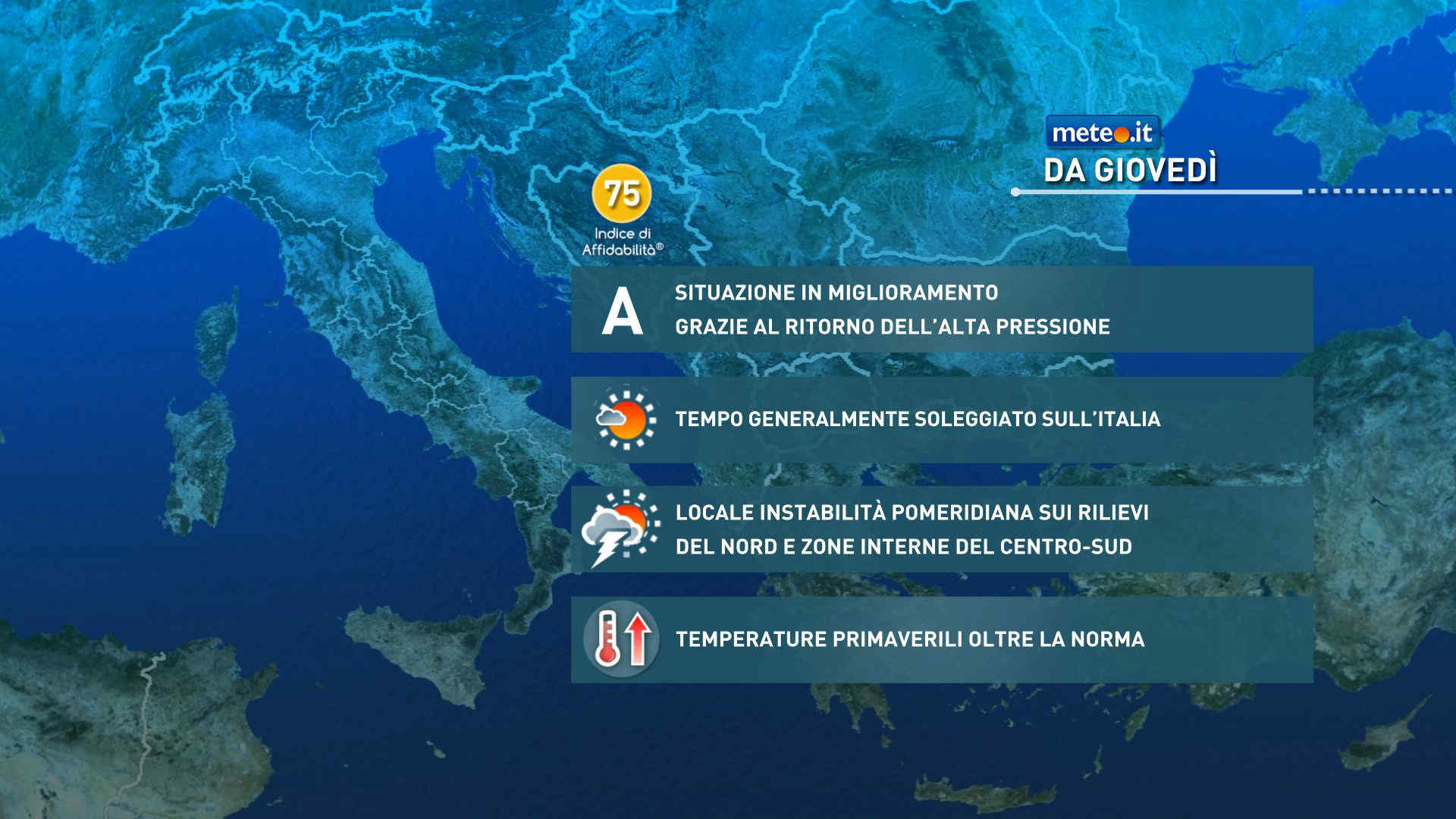 Meteo, da giovedì 16 aprile tempo in miglioramento