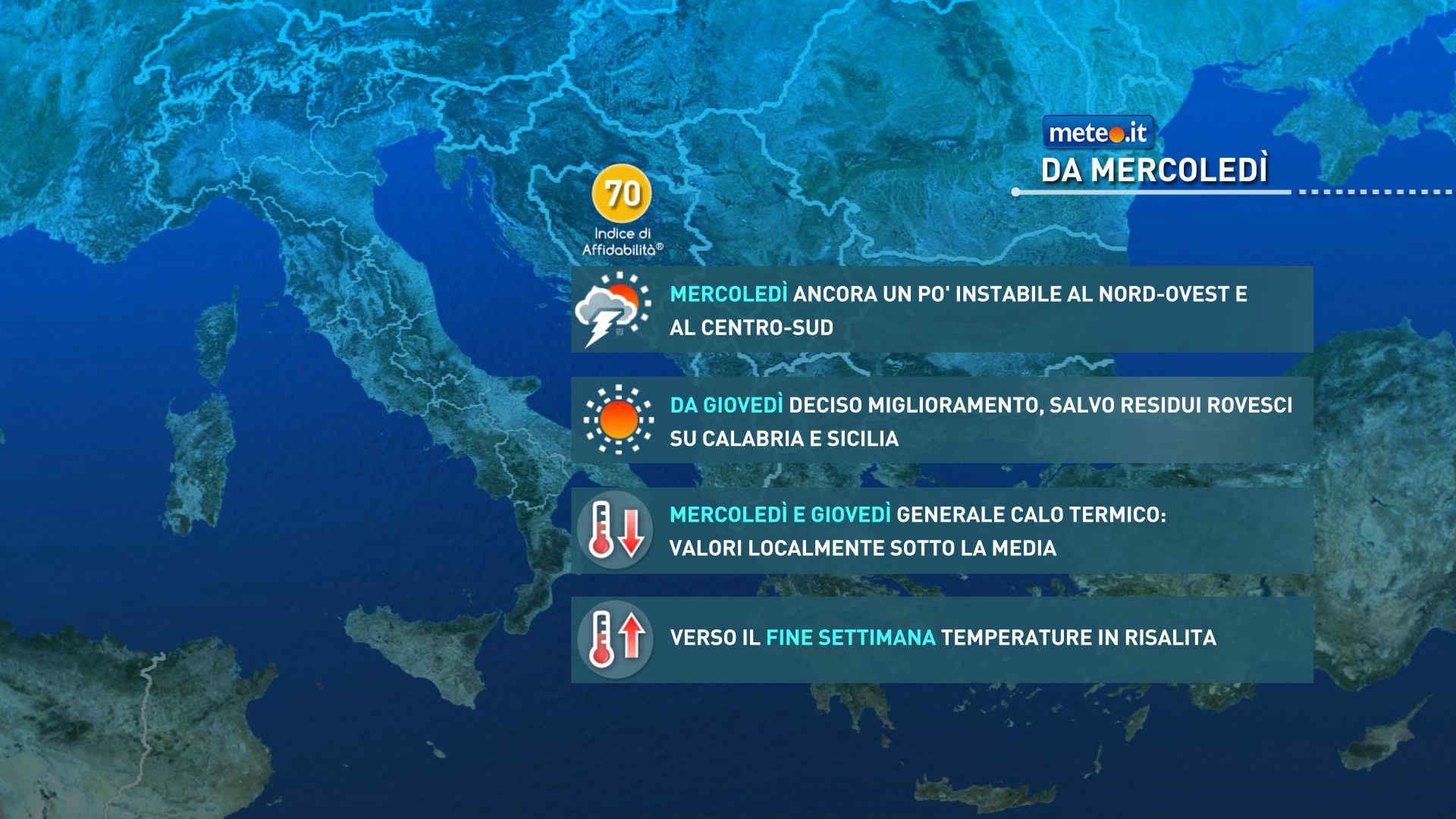 Meteo, 22-23 aprile con calo termico e venti settentrionali: la tendenza