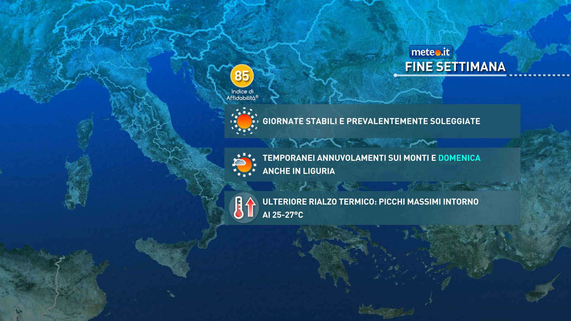 Meteo, weekend del 25 aprile con sole e temperature in aumento: la tendenza