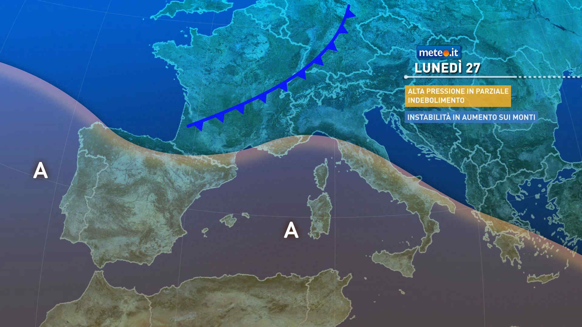 Meteo: a inizio settimana pioggia e brusco calo delle temperature al Nord