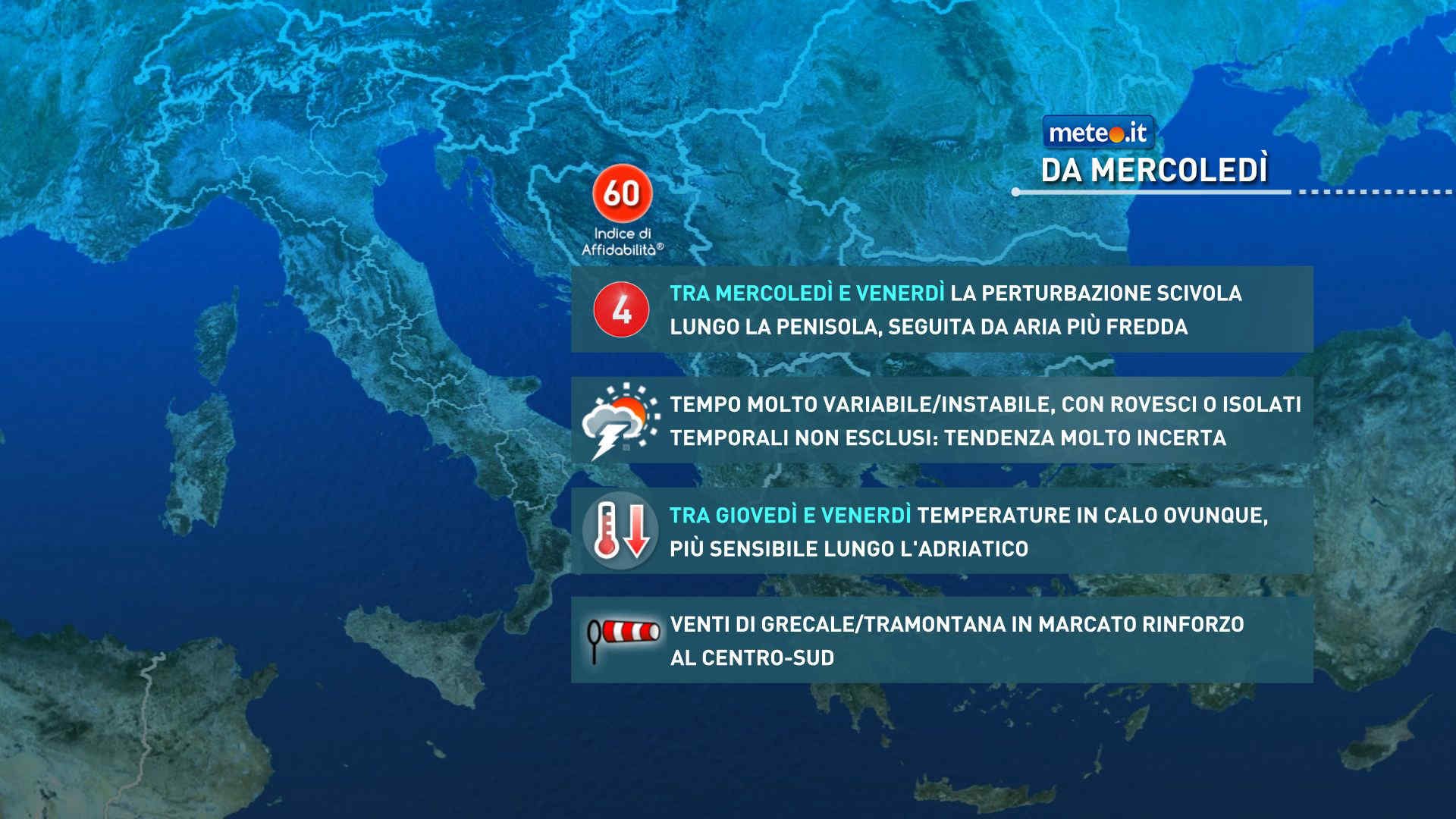 Meteo, tornano le piogge e avremo un calo termico. I dettagli