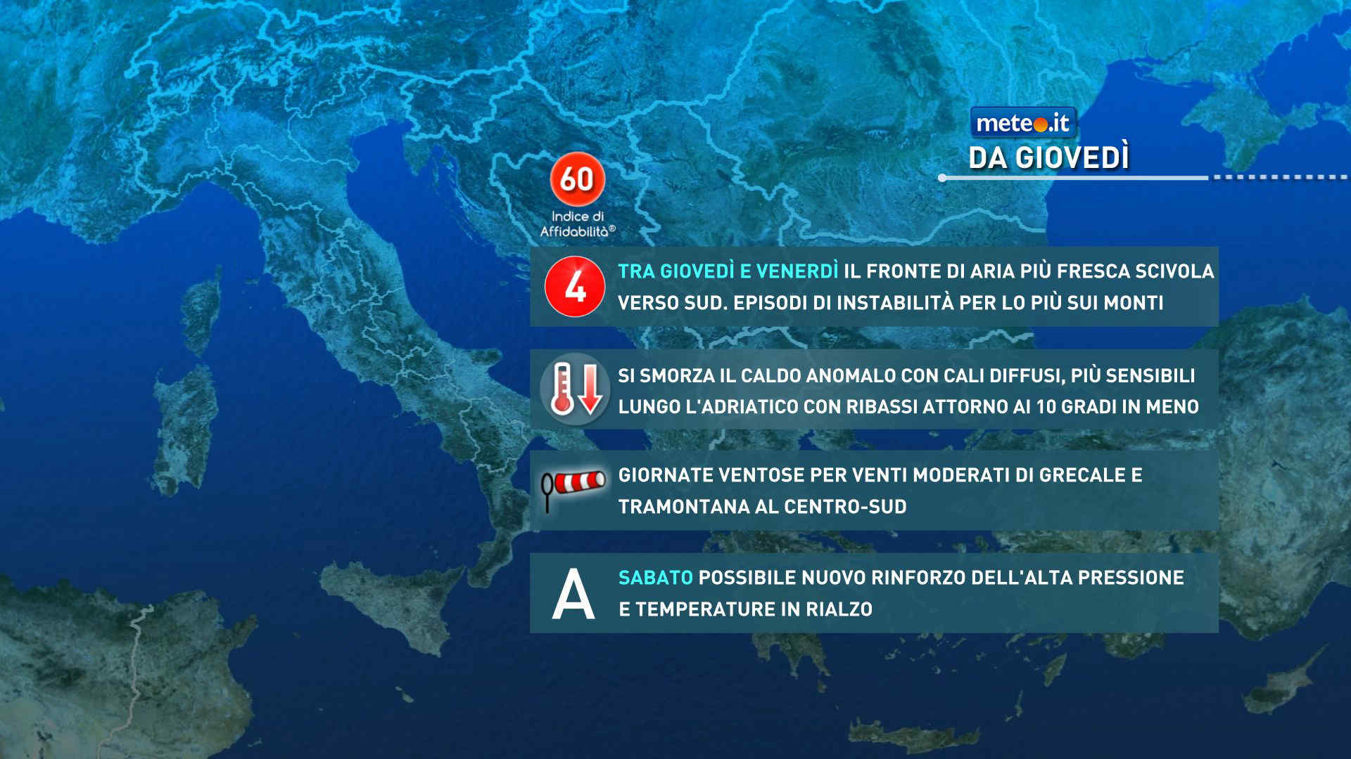 Meteo, in arrivo una parentesi ventosa, con aria più fredda