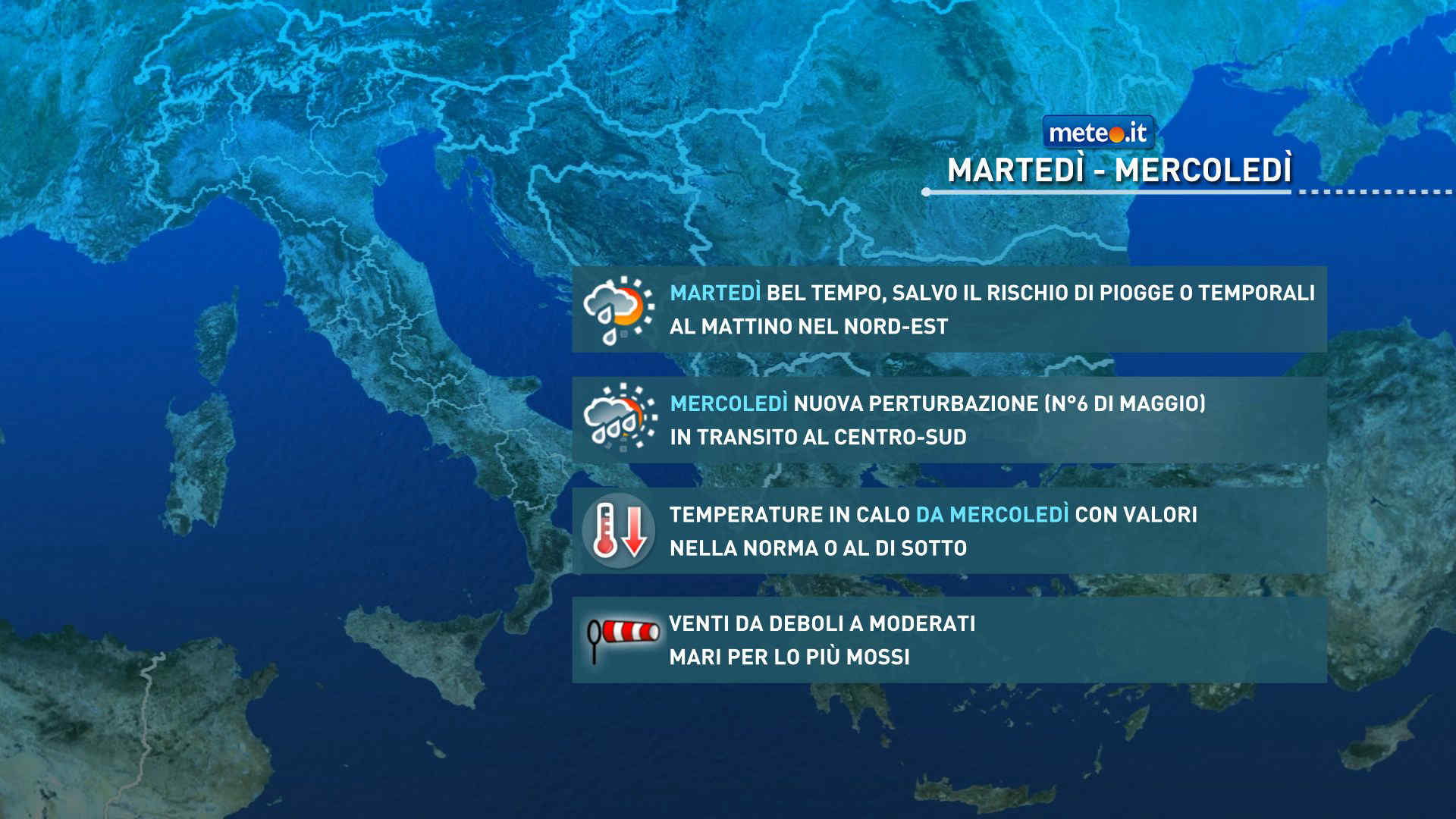 Meteo, martedì 12 maggio mattina fase instabile al Nord-Est. Poi migliora