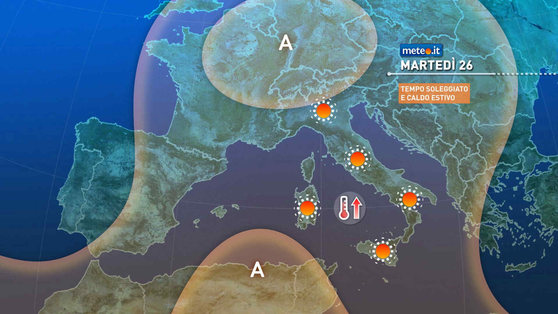 Meteo: il caldo estivo si fa più intenso tra martedì 26 e mercoledì 27!