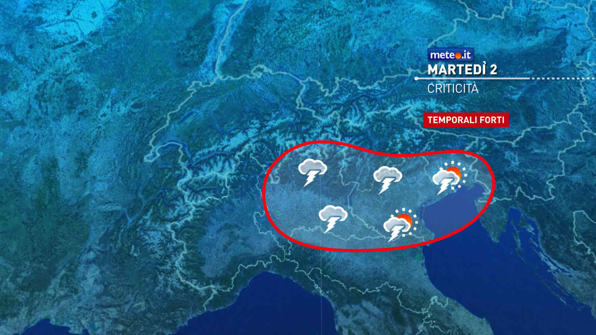 Meteo 2 giugno: forti temporali e rischio nubifragi. Fine del caldo anomalo