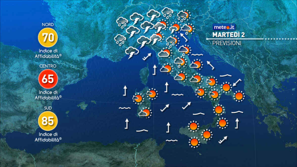 Meteo: Festa della Repubblica con maltempo e rischio nubifragi. Ecco dove
