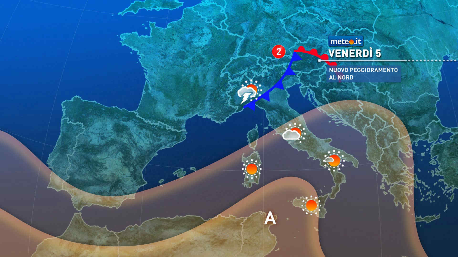 Meteo: tra venerdì 5 e domenica 7 possibili altri due impulsi perturbati