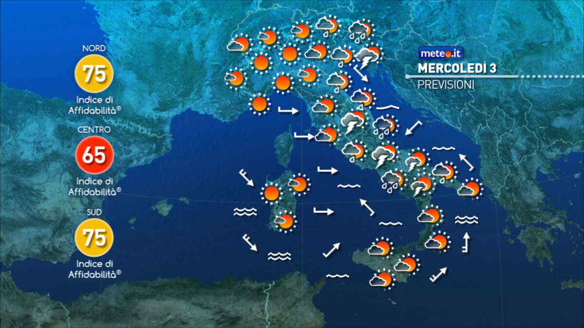 Meteo: il maltempo insiste anche mercoledì 3 giugno! Le zone coinvolte