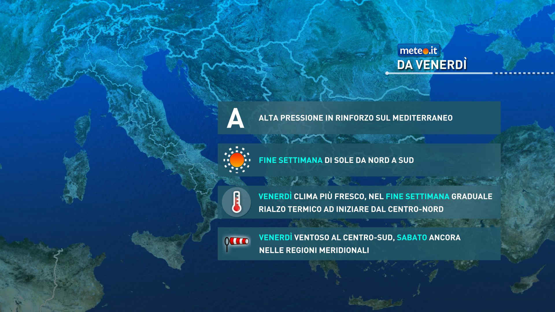 Meteo: venerdì 12 qualche pioggia al Sud con clima meno caldo. La tendenza